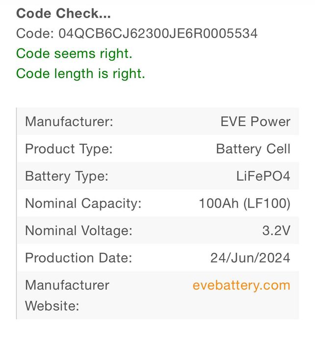 EVE Power 100Ah LiFepo4
