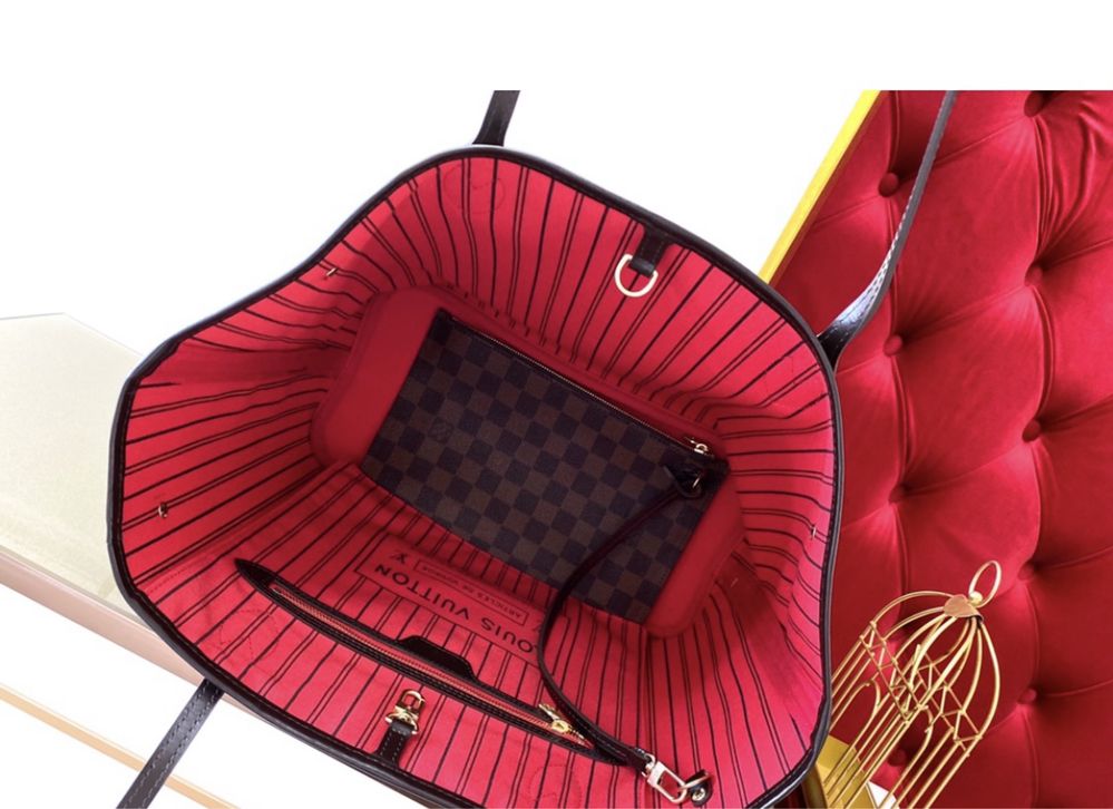 Torebka Louis Vuitton Neverfull MM Damier Ebene brazowa kratka skóra
