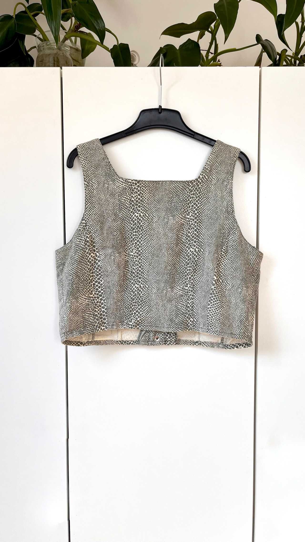 Kamizelka bawełniana skóra węża crop top Mexx taliowana narzutka