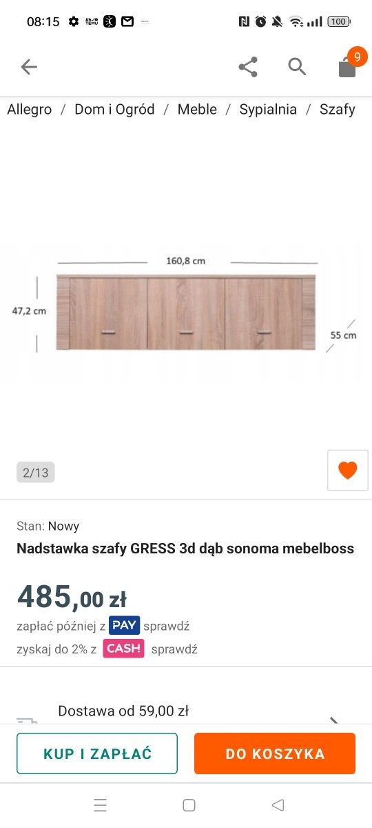 Szafa z nadstawka kolekcja gress