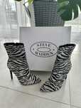 Steve madden botki zebra 37 cyrkonie swarowski czarne srebrne