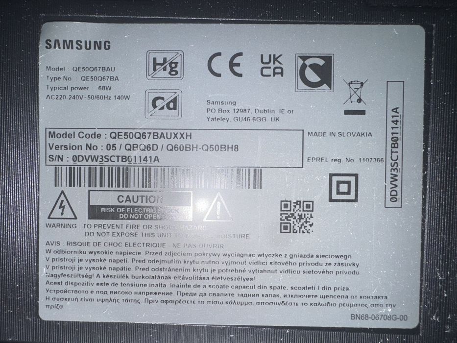 Телевізор Самсунг QE50Q67BAU на запчастини