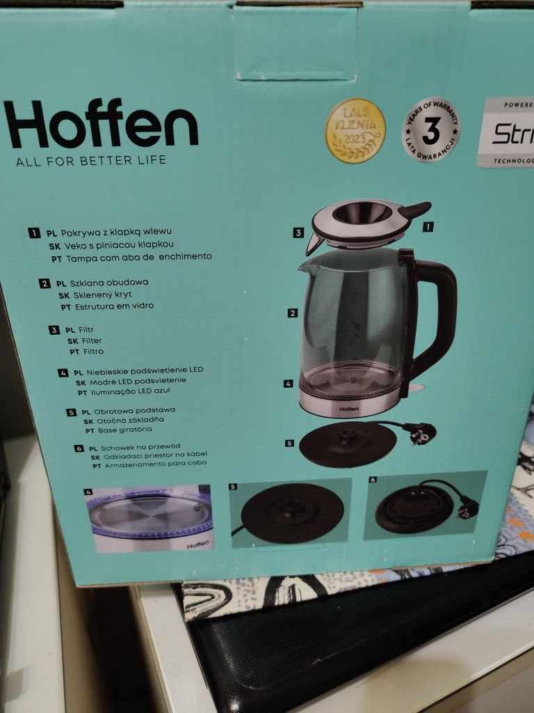 Bezprzewodowy czajnik Hoffen 2200 W, 1,7 l