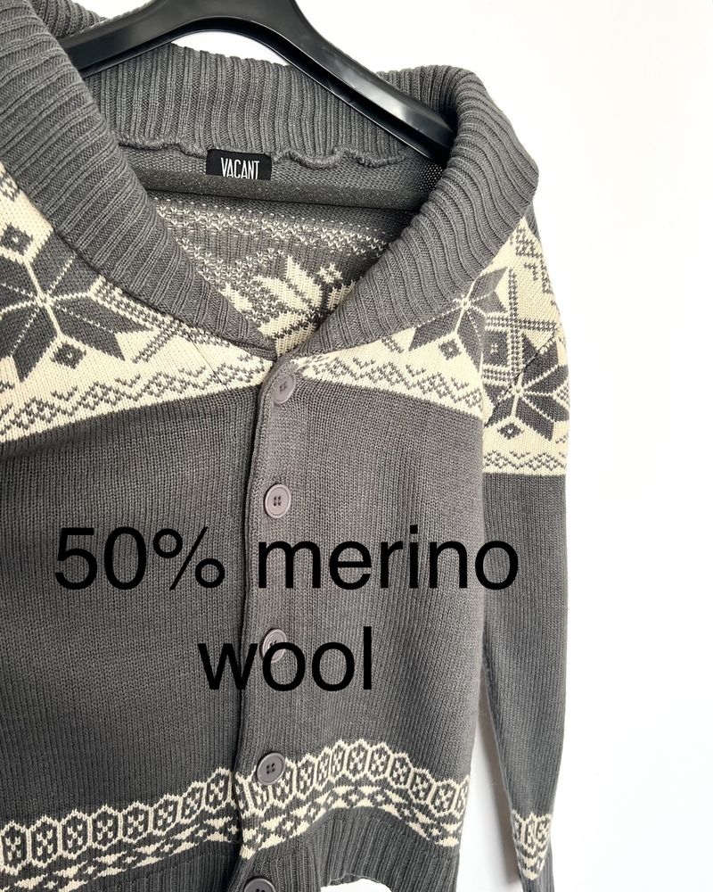 Sweter meski rozpinany scandi z wełną szary