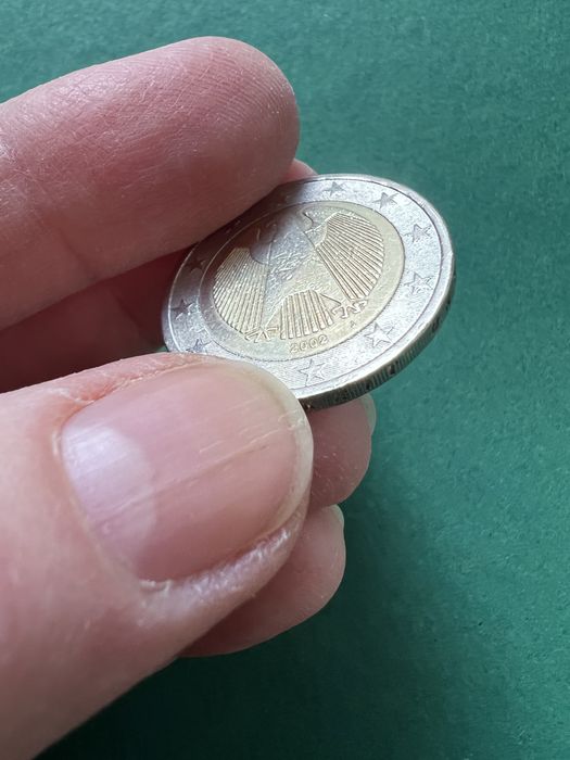 2 евро 2002, Германия, редкий брак чеканки