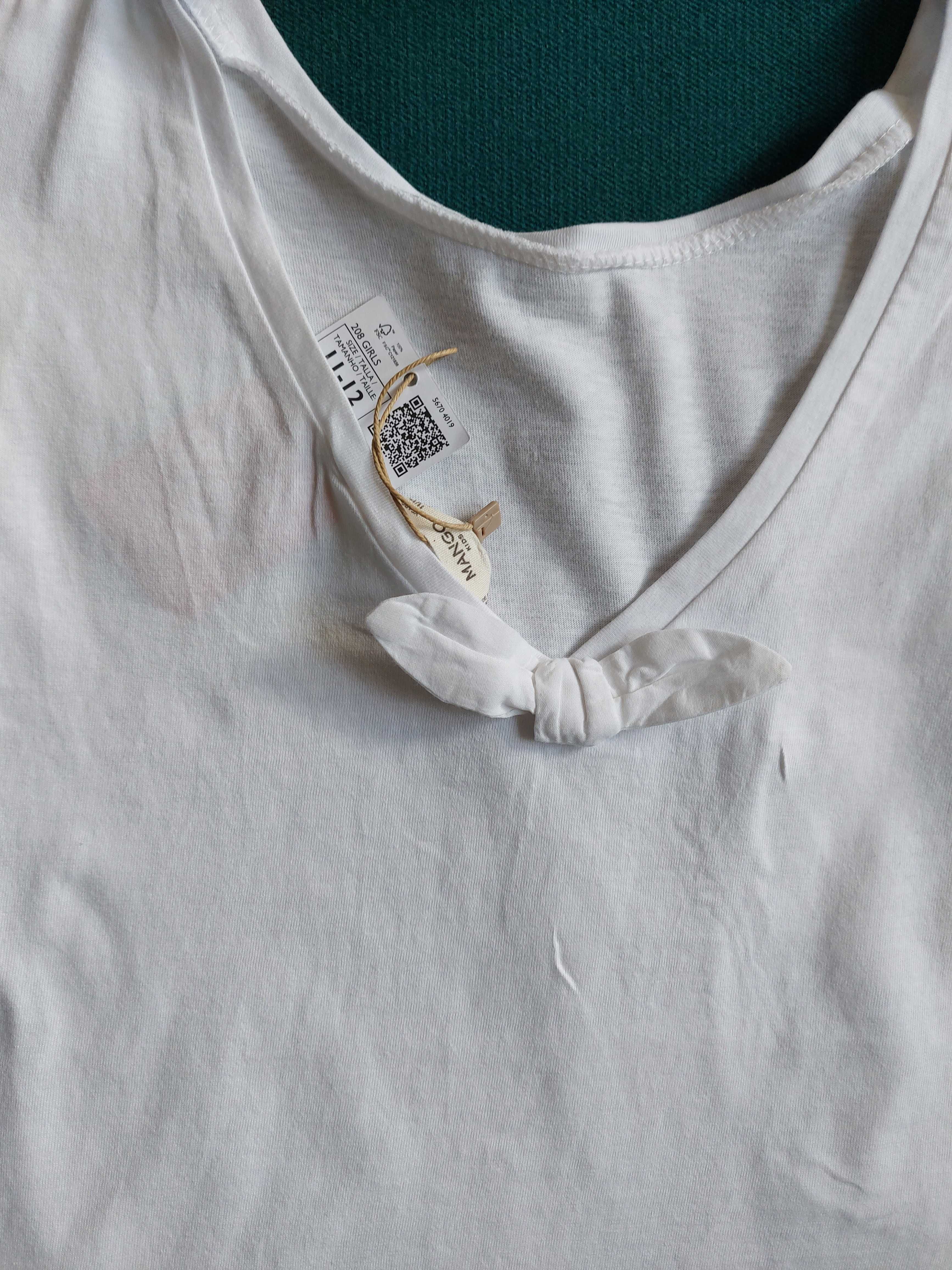 Mango T- shirt bluzka 11-12L biała bawełna