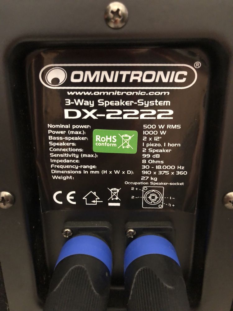 Głośnik imprezowy Omnitronic DX-2222 30 cm 500 W 1 szt.