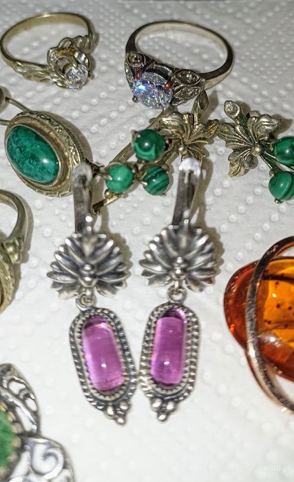 Кольца и серьги  времён СССР мельхиор в отличном состоянии