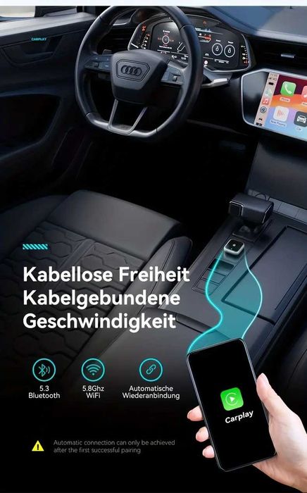 Adapter CarPlay / Android Auto – 2w1, bezprzewodowy Plug&Play Nowy