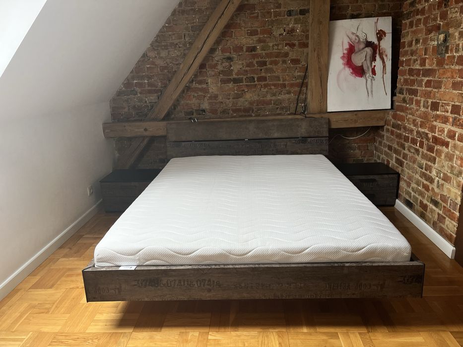 Łóżko lewitujące rama materac 160x200 szafki nocne