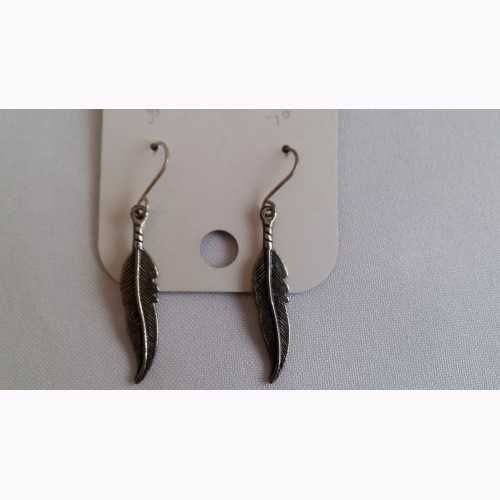 Серьги Перышки серебристые. Бижутерия