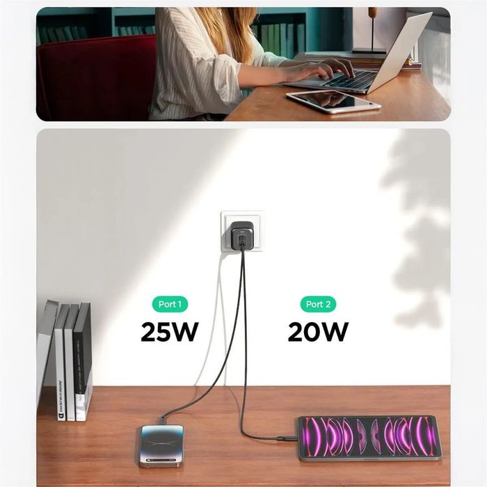 Сетевая зарядка для iPhone Зарядка Spigen 45 W Зарядка для Samsung