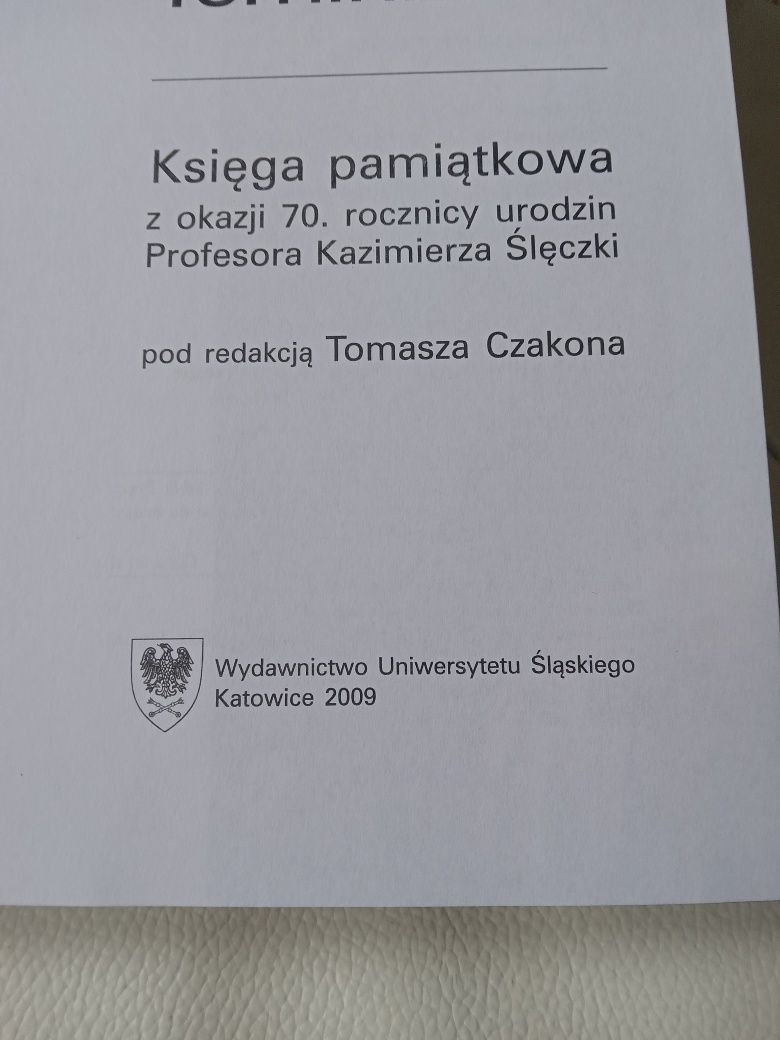 Księga pamiątkowa prof K. Ślęczki