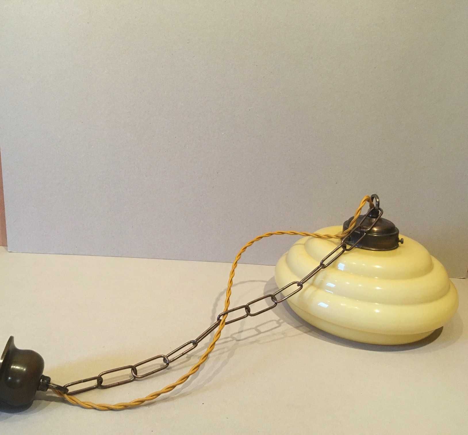 Stara lampa Zwis Art Deco żółty klosz