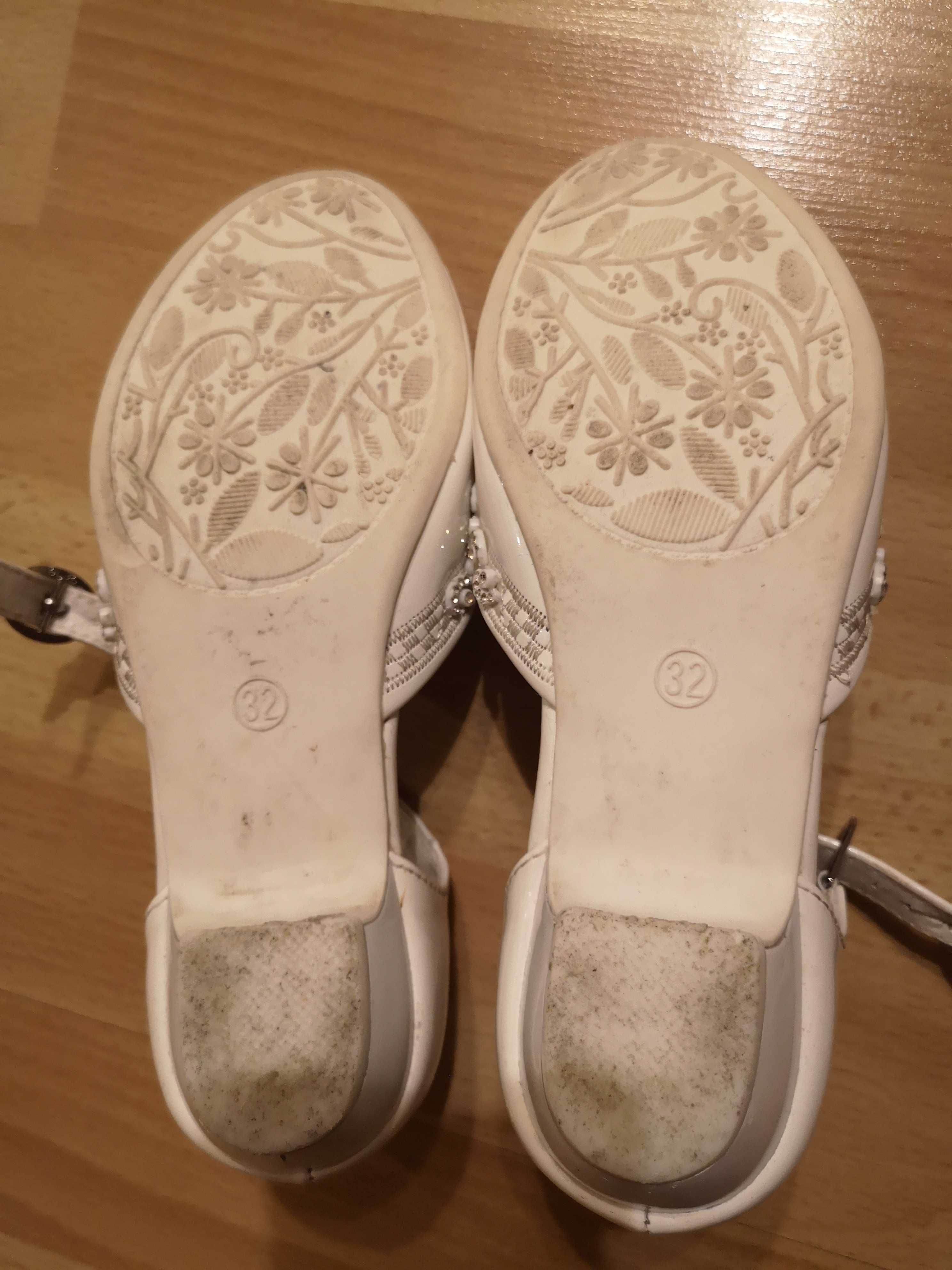 Buty komunijne białe lakierki dla dziewczynki, 32