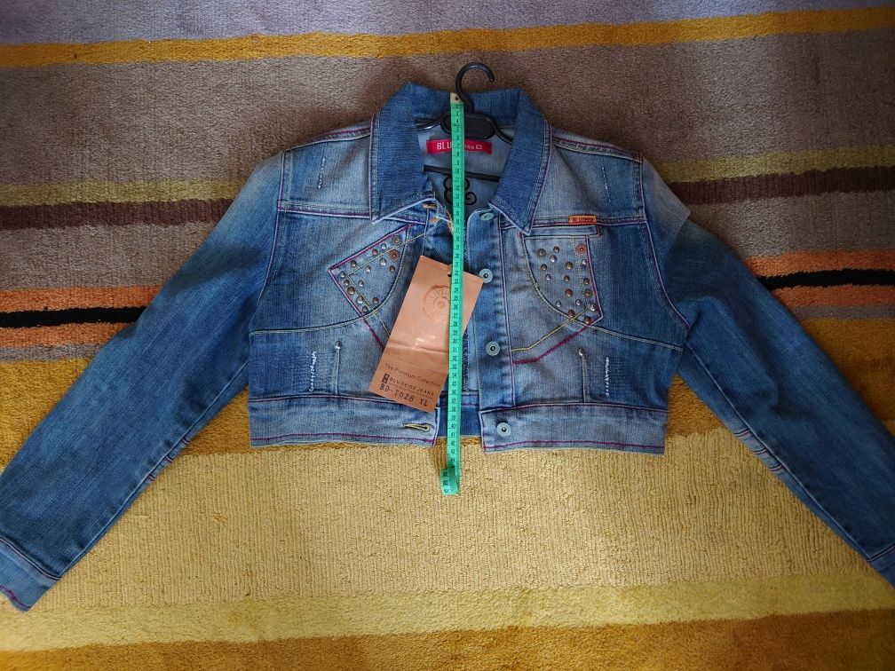 Nowa krótka kurtka damska jeansowa zapinana na guziki Blu Deise XL