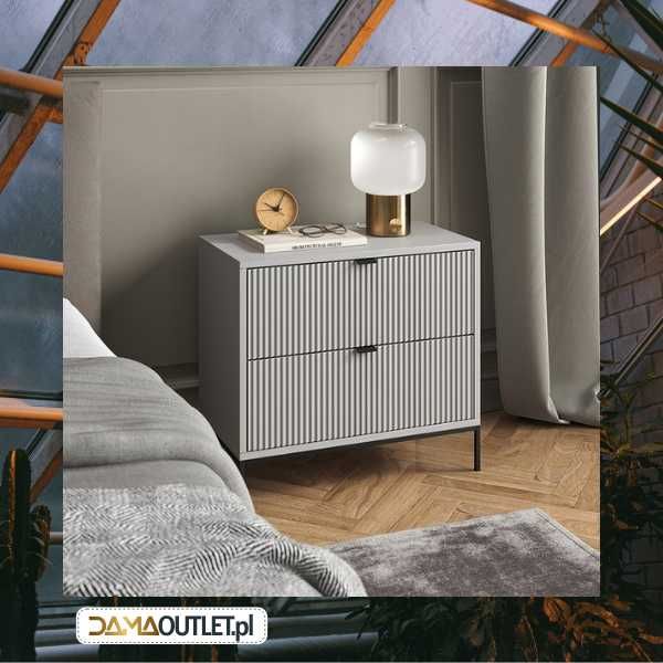 Szafka NOCNA komoda metalowe nogi lamele szara DaMaOutlet.pl