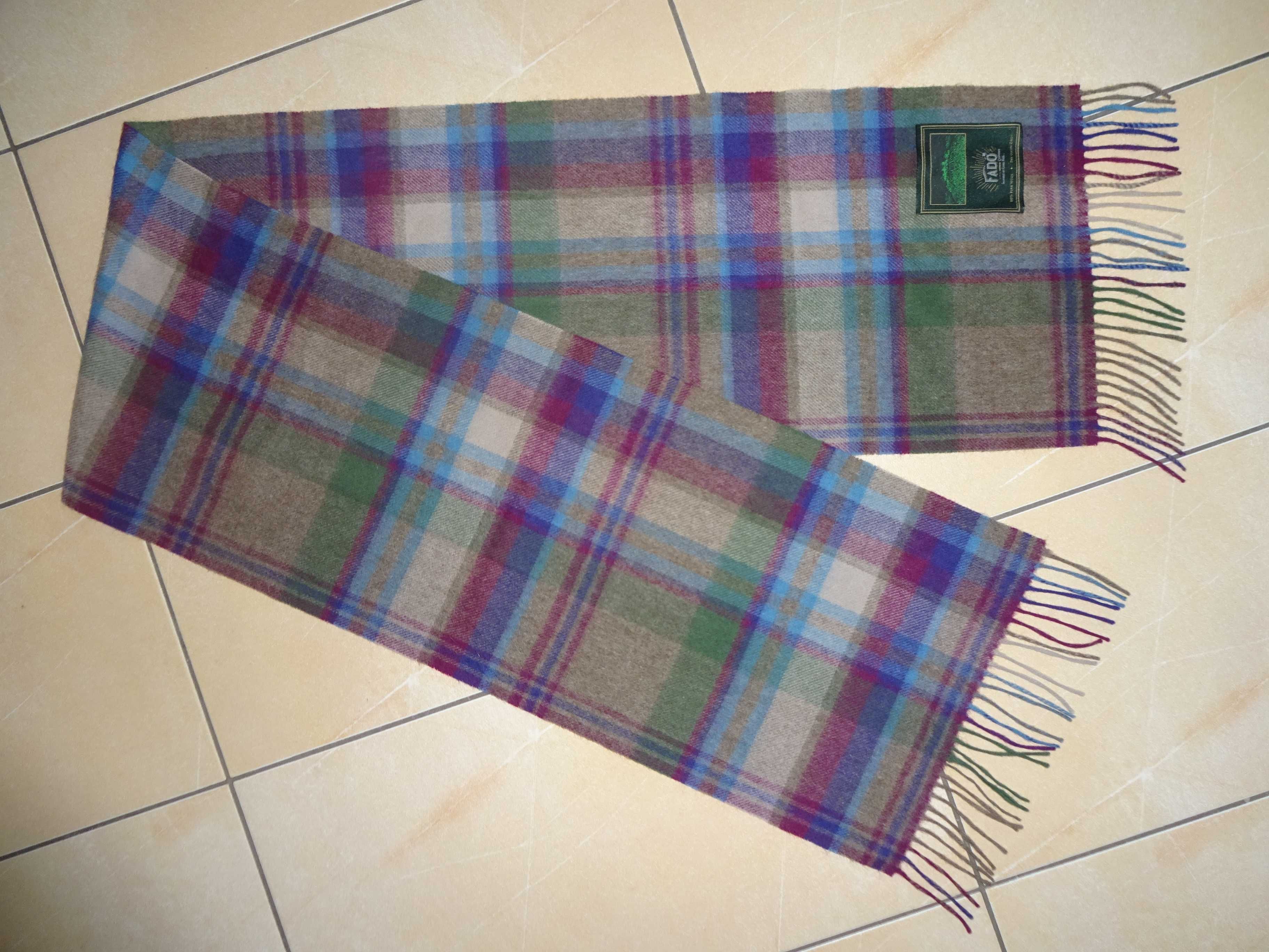 FADO Clothing 100% Pure Wool delikatny jak kaszmir szalik tartan