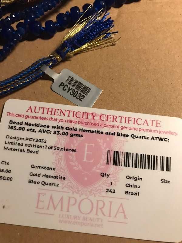 naszyjnik emporia kwarc atramentowy korale boho zloty hematyt nowy
