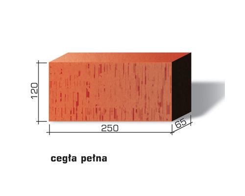 Cegła czerwona 250x120x65mm palona pełna kl20 Radom