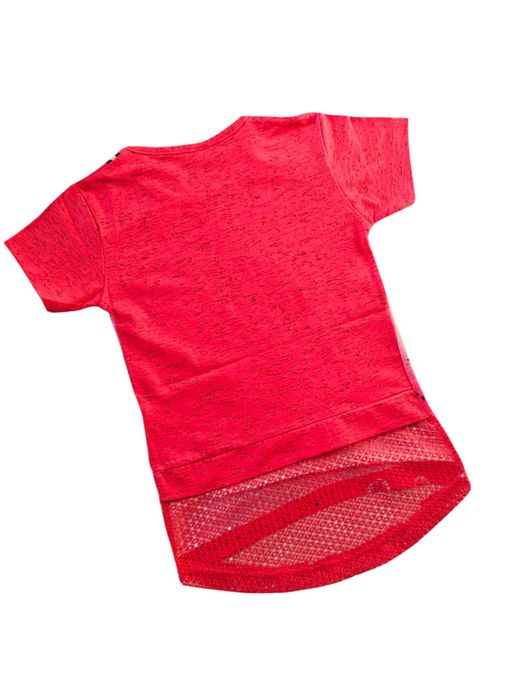 Tunika czerwona dla dziewczynki bluzka krótki rękaw nowa WYS-Ż 110-116