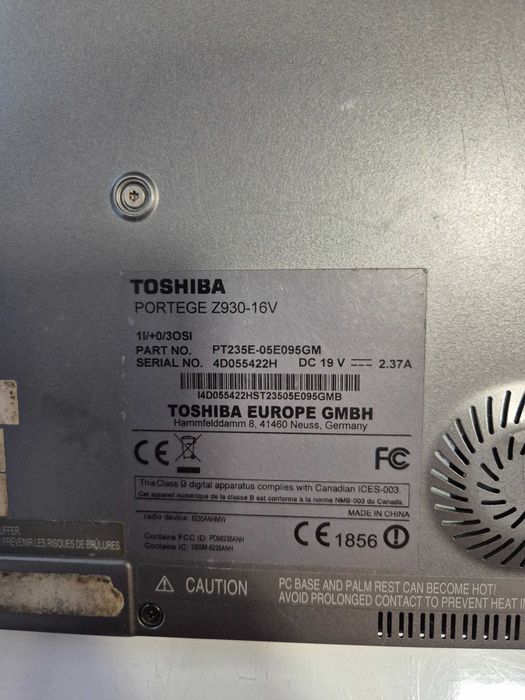 Laptop Toshiba Portege i5 4GB DDR3