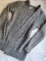 Wełniany ażurowy moherowy sweter sweterek szary grafitowy H&M XS
