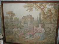 Grande quadro tapesaria antigo 1,85x1.50m moldura latão peça rara