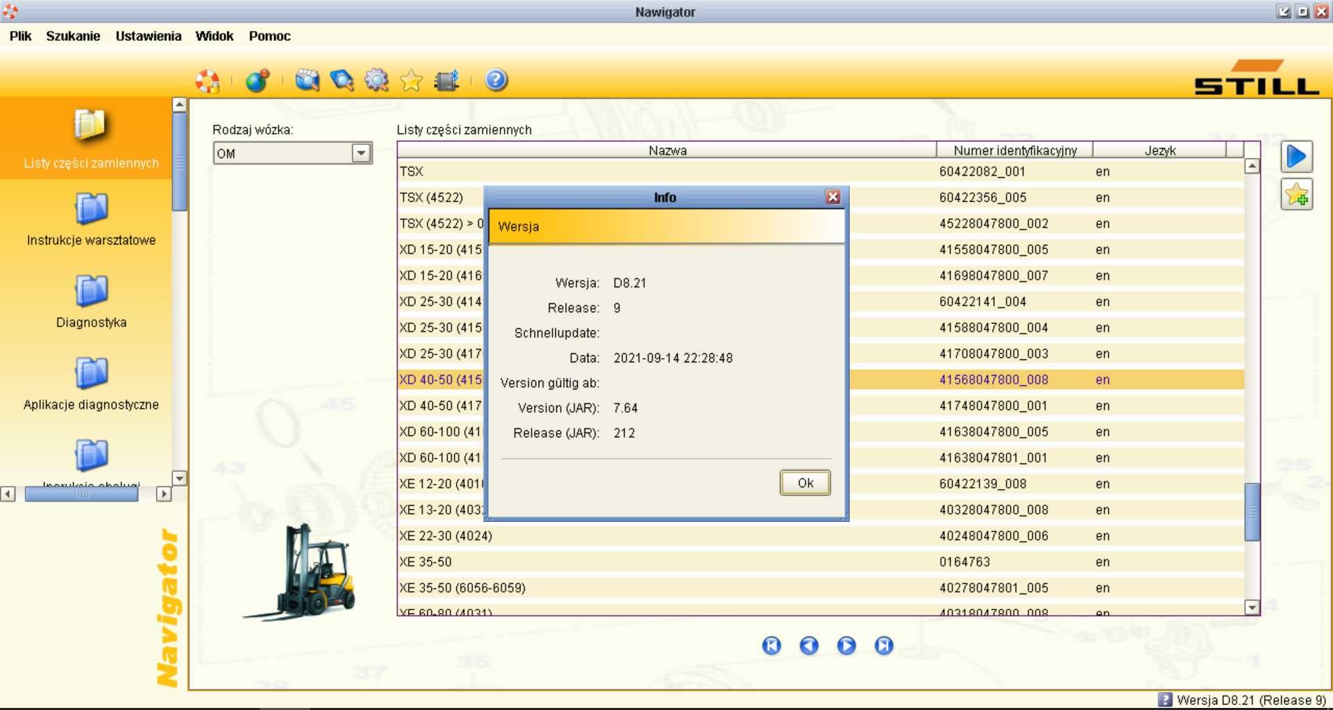 ZESTAW Diagnostyczny Still Steds 8.21 R9 Wózki Widłowe + LAPTOP