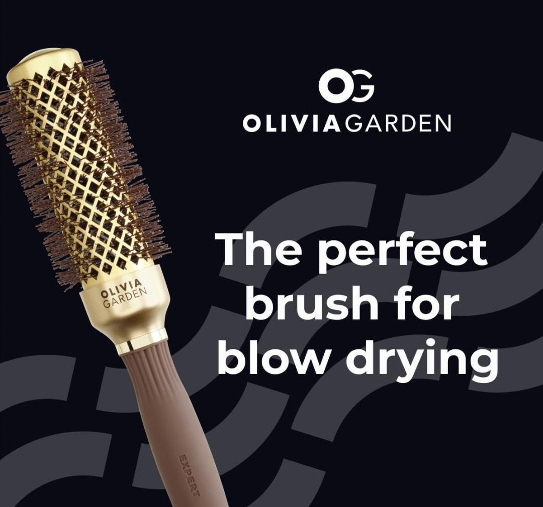 Olivia Garden - Expert Blowout Shine Gold & Brown Hairbrush - 35