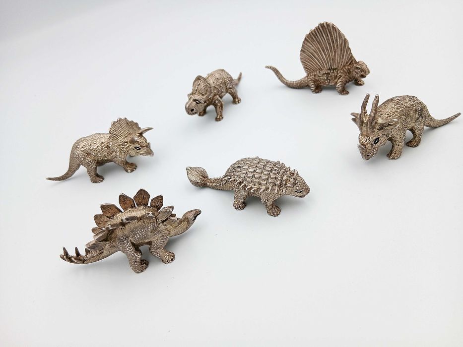 Figurki Kolekcjonerskie srebrne DINOZAURÓW 6 szt UNIKAT srebro P925