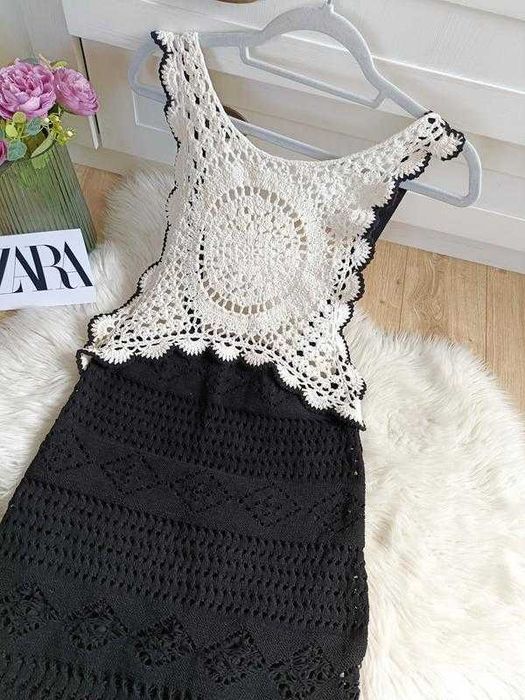 Контрастна в'язана сукня від zara, розмір s