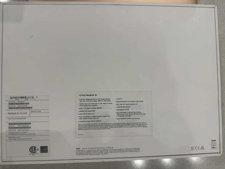 MacBook Air 13, 2019р. 8 gb, 256 gb