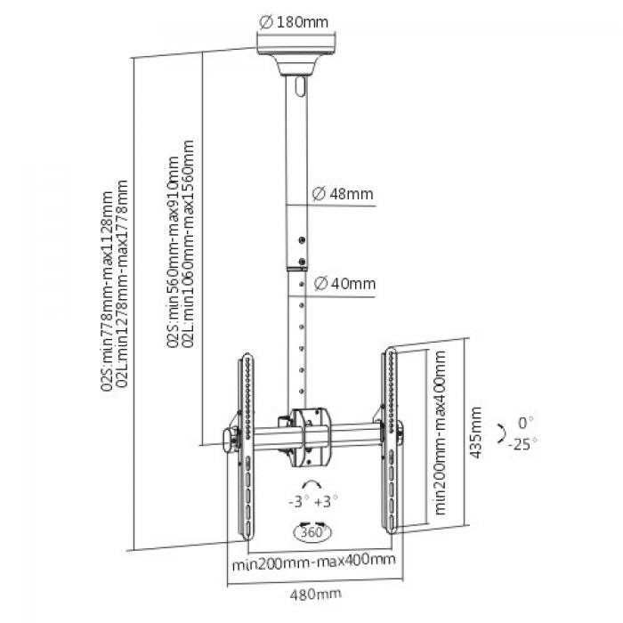 32"-55" Стельовий кронштейн для телевізора ITECH CELB54S