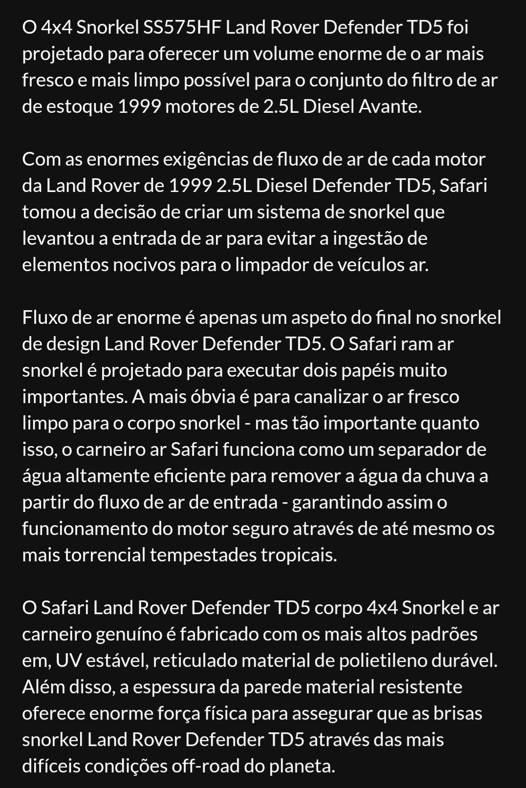 Safari Snorkel, usado