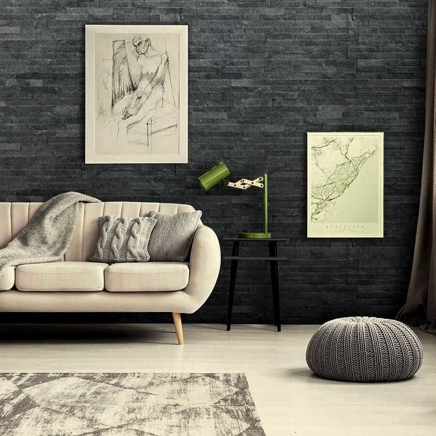 Panel ścienny Kwarcyt Stackstone Black 36x10x0,8-1,3 cm