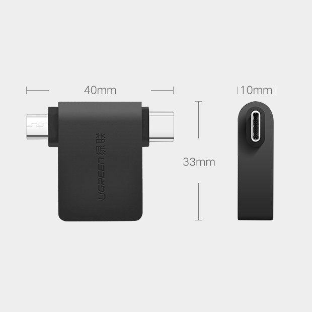 Adapter-Przejściówka OTG 2w1 - "USB" do "USB-C"/"micro USB"