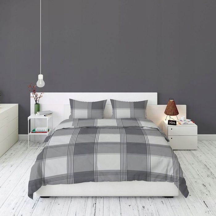 Pościel Flanelowa bawełna ciepła na zimę 220x200/3 części Laura krata