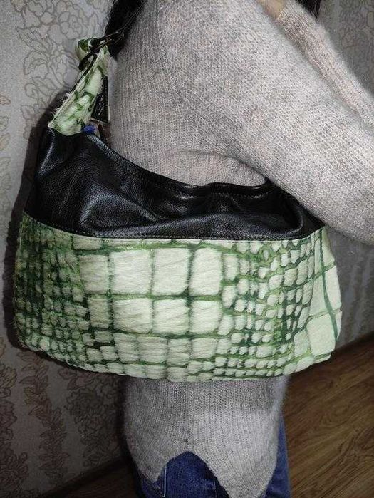 Шкіряна сумка у стилі Roberto Cavalli (Італія) 100% шкіра, хутро