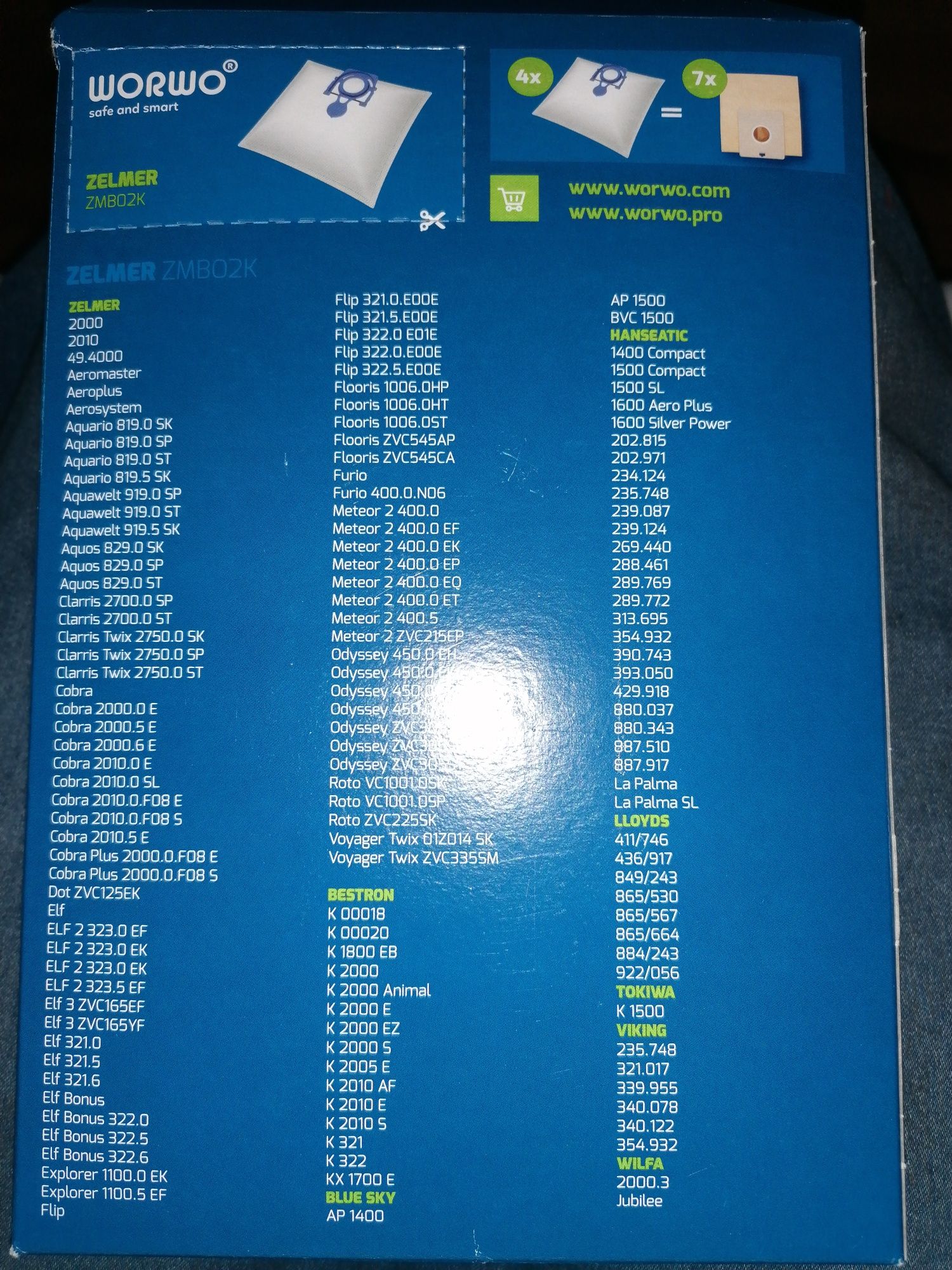 ZELMER ZMBO2K Worki z mikro włókna do odkurzaczy