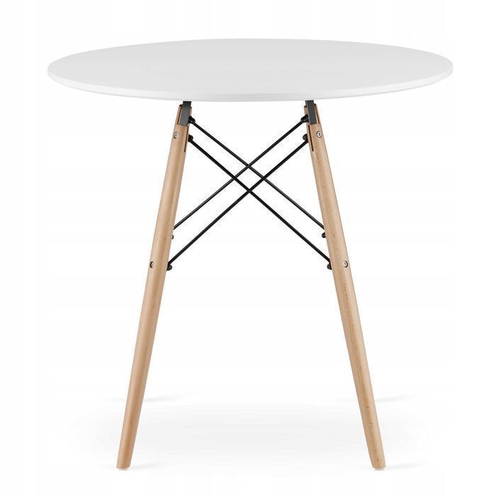 NOWY Biały Okrągły Stół 80 cm z Krzesłami Do Jadalni Kuchni Salonu FV