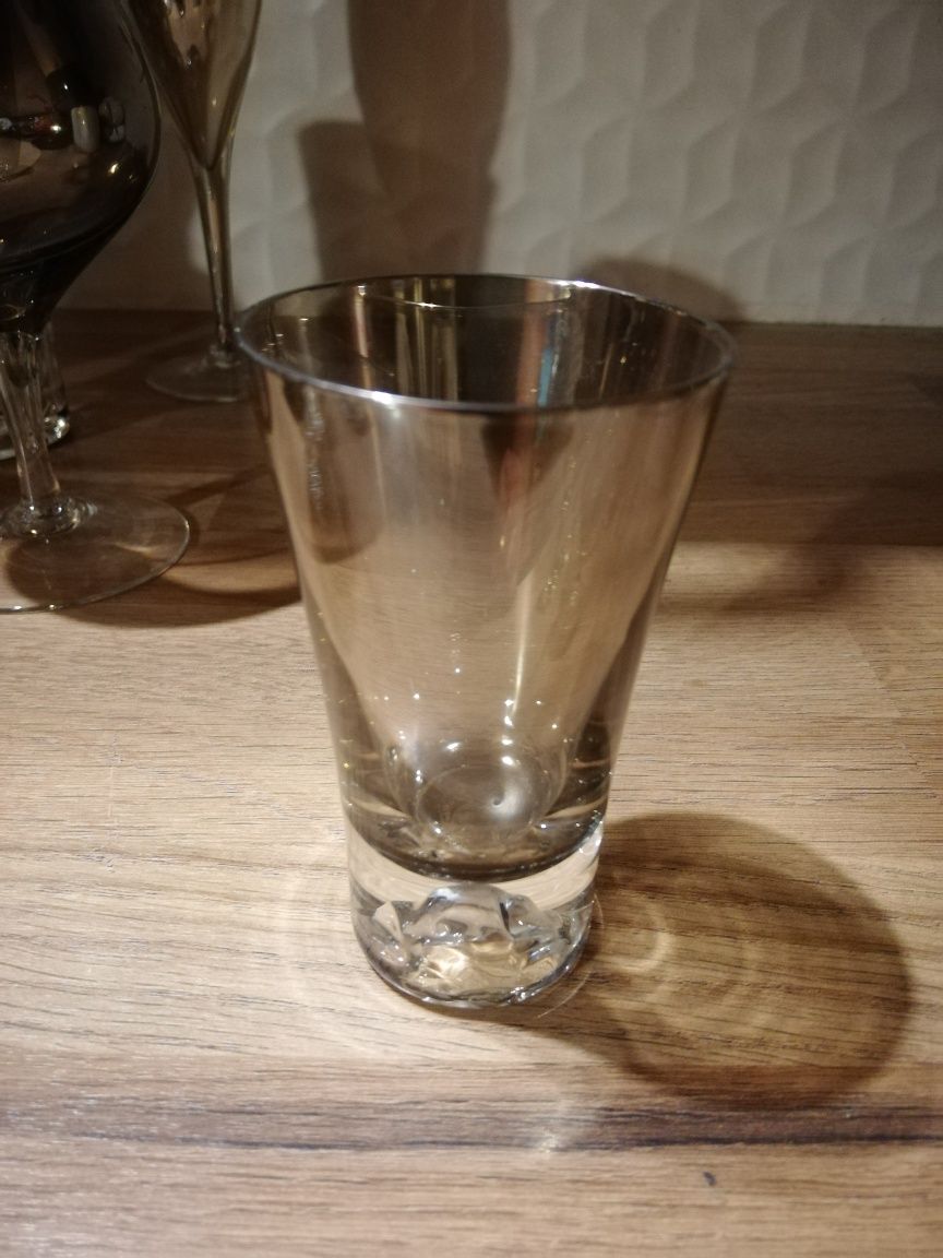 szkło kieliszki szklanki srebrzone platyna komplet 43szt
