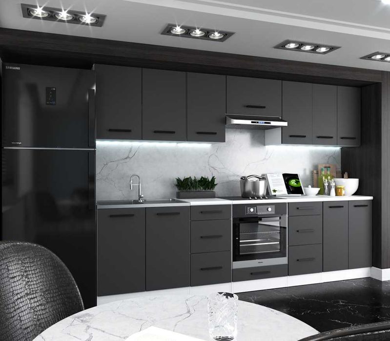 Meble Kuchenne Nowoczesna Roma 2.8m Kuchnia Modułowa Zestaw Z Blatem