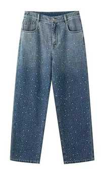 Spodnie  damskie jeans z kryształkami  2XL