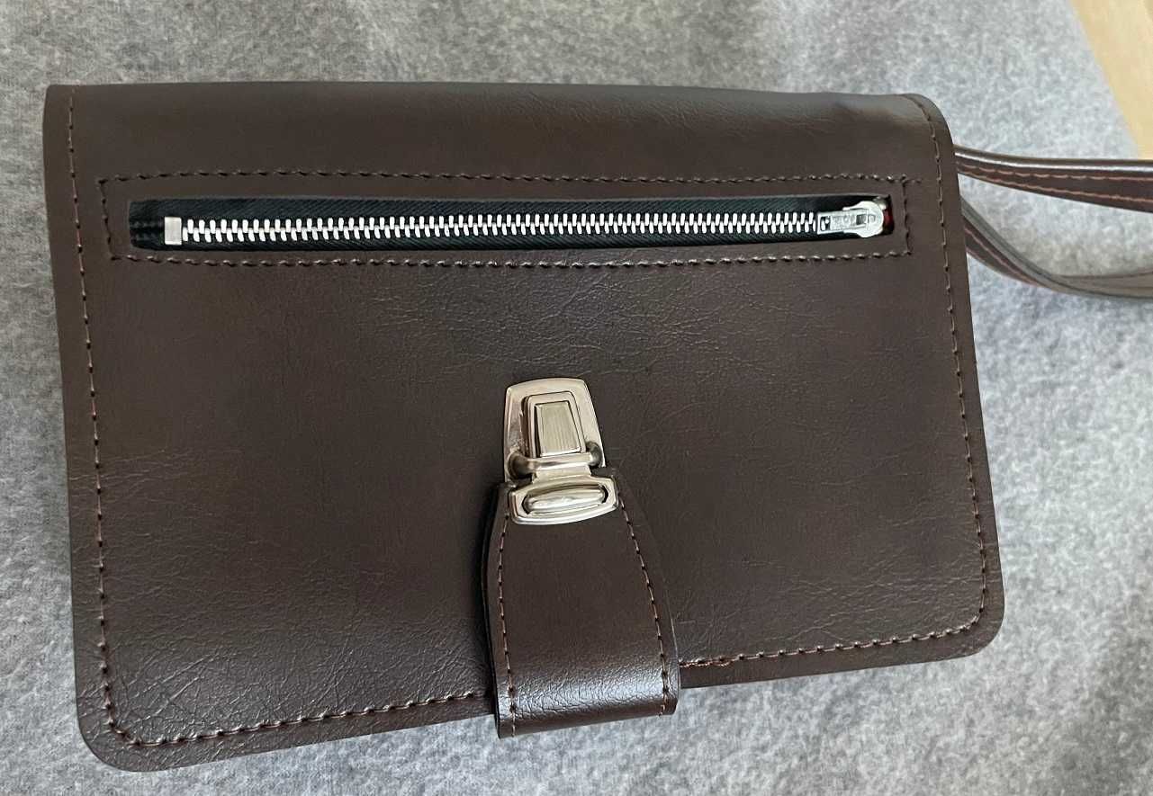 Saszetka męska do ręki skórzana brązowa rozpinana Bag Street