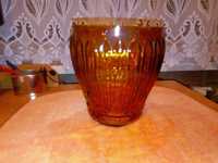 Klosz szklany żyrandola lampy żółty miodowy 14cm PRL - 3 sztuk klosze