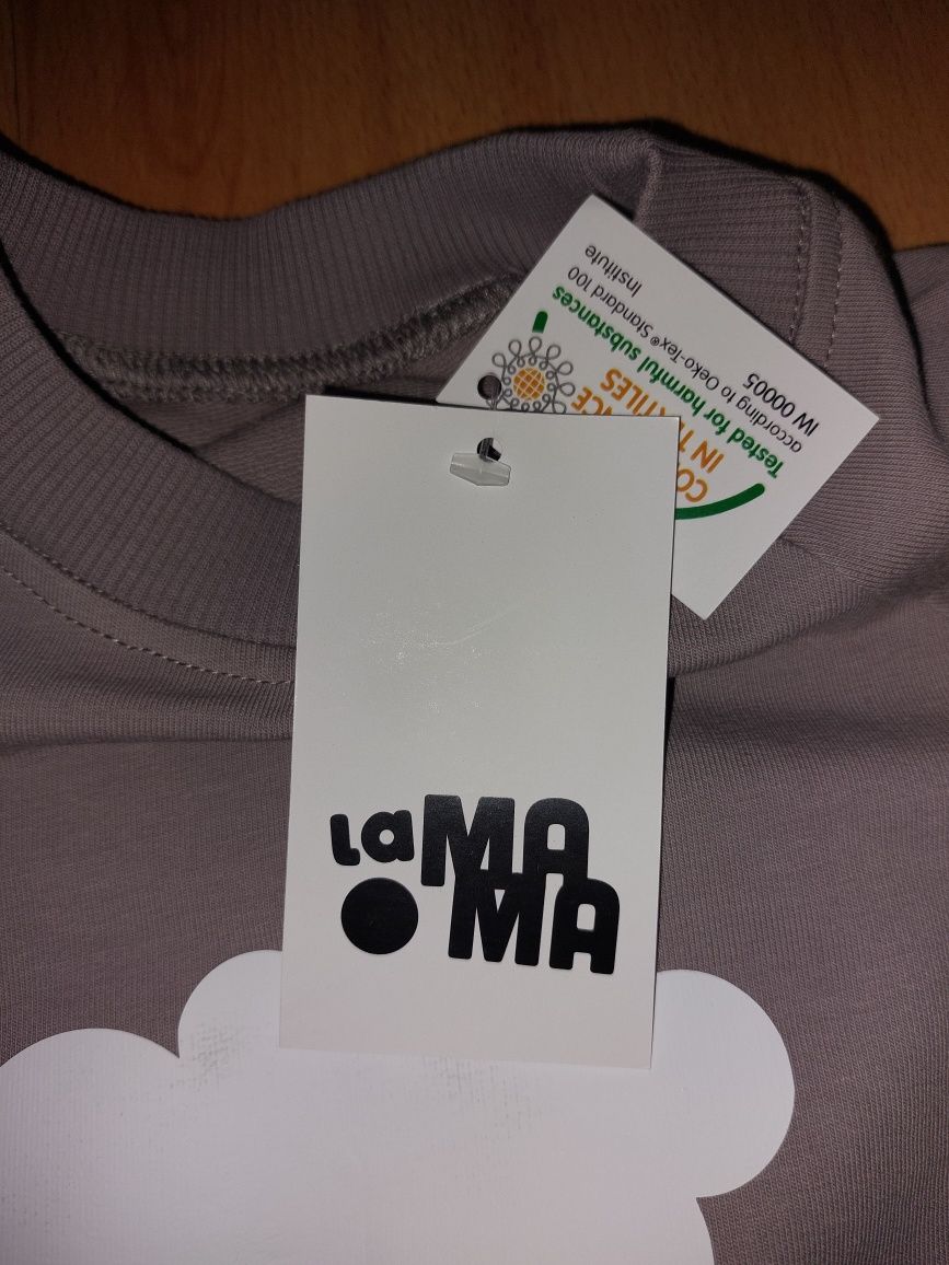 NOWA Bluza szara z chmurką i deszczem La Mama 86 cm