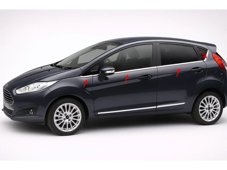Ford Fiesta 2008-2017 Нижние молдинги стекол, окантовка окон Carmos
