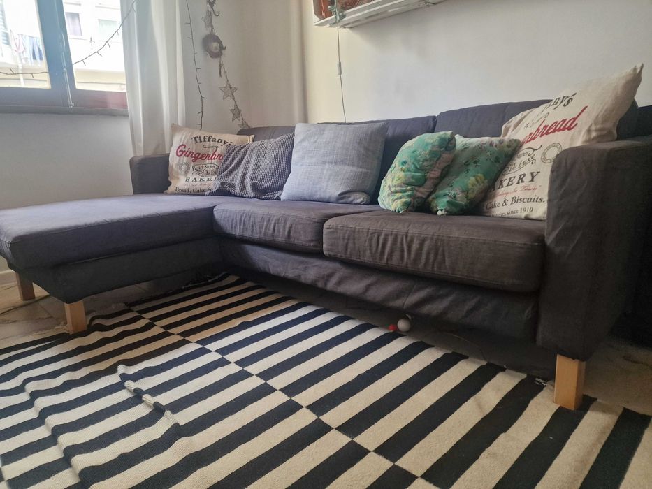 Sofa ikea 3 lugares com chaise long