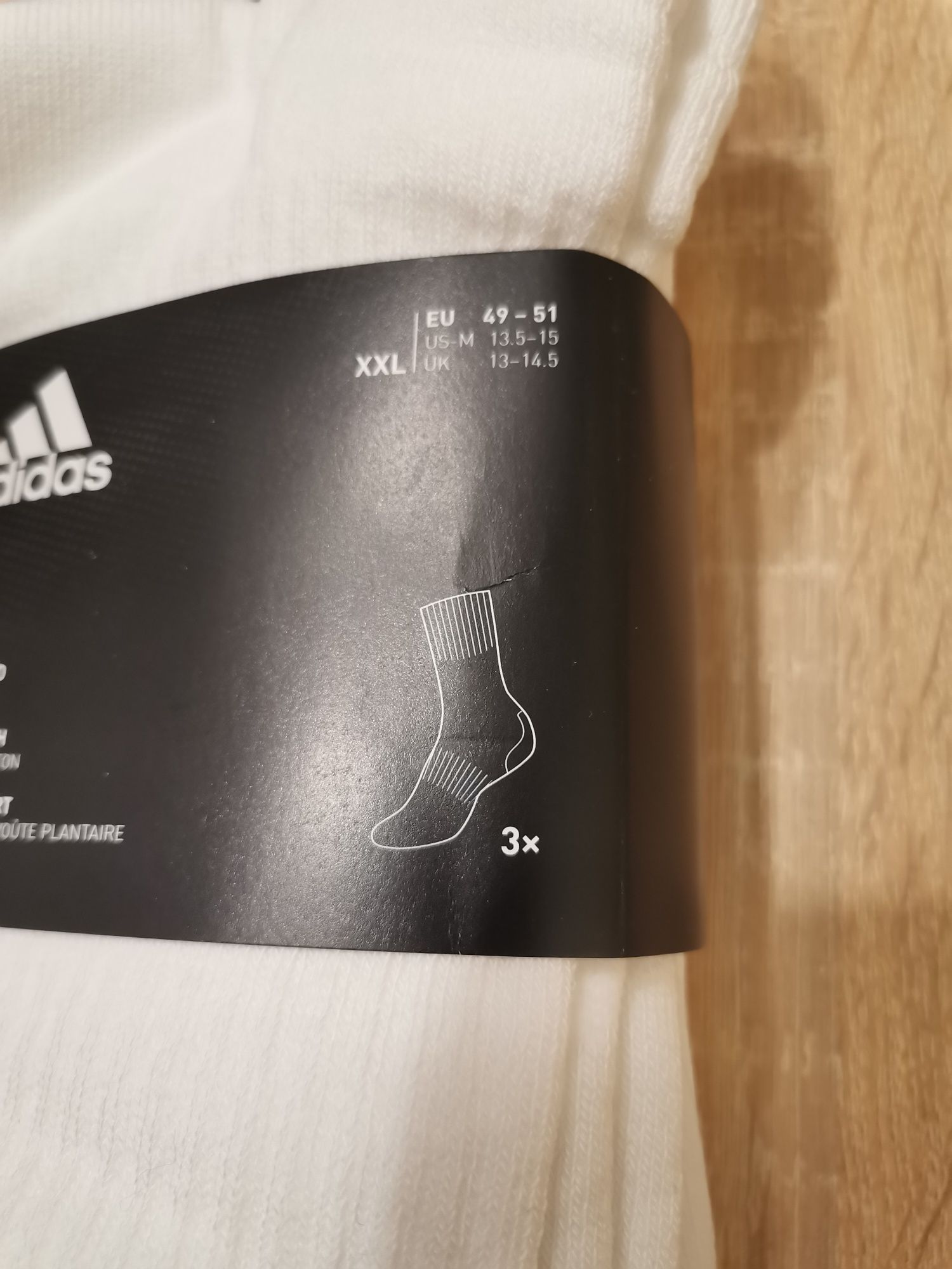 Skarpety Adidas wysokie 3 pary białych.